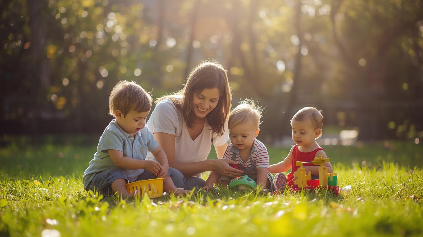 an image of a parent having fun time with kids outdoor activities